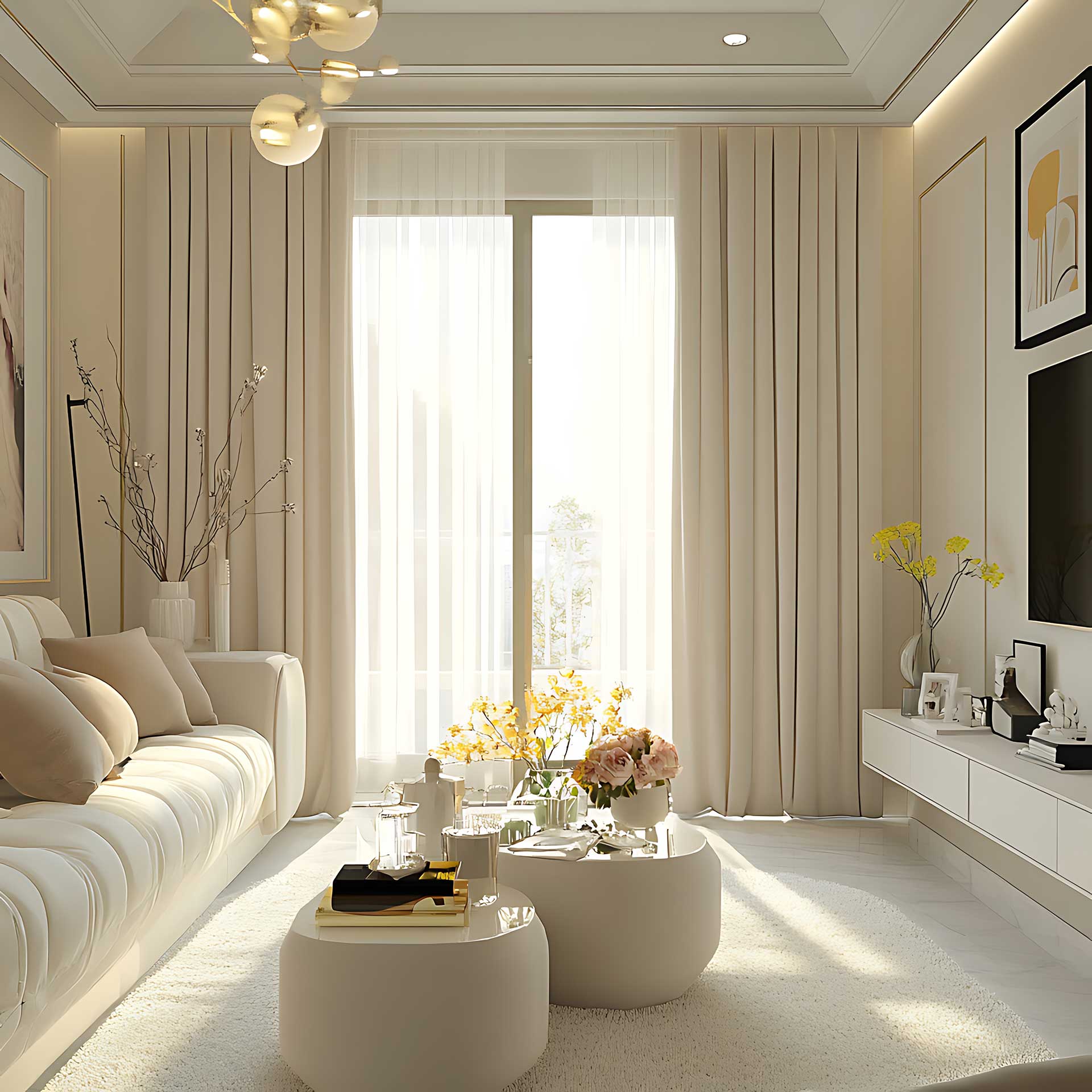 Light and airy sheer curtains in a modern residential home